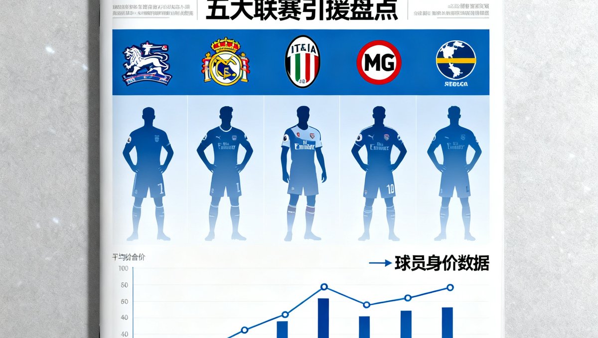 冬季转会特辑文章封面，五大联赛引援盘点，球员身价数据图表